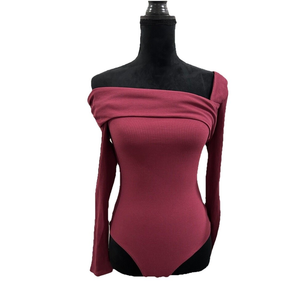 Lovers and Friends Size S Bodysuit Burgundy Florence Fold Over Neck NWT